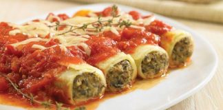 Receta clásica de Canelones de carne con salsa