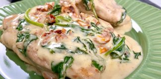 Receta de Pollo cremoso con espinacas