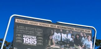 El cartel de «Argentina, 1985» en Sunset Boulevard de Hollywood