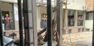 Se derrumbó parte de la obra de ampliación del Colegio La Salle Jobson